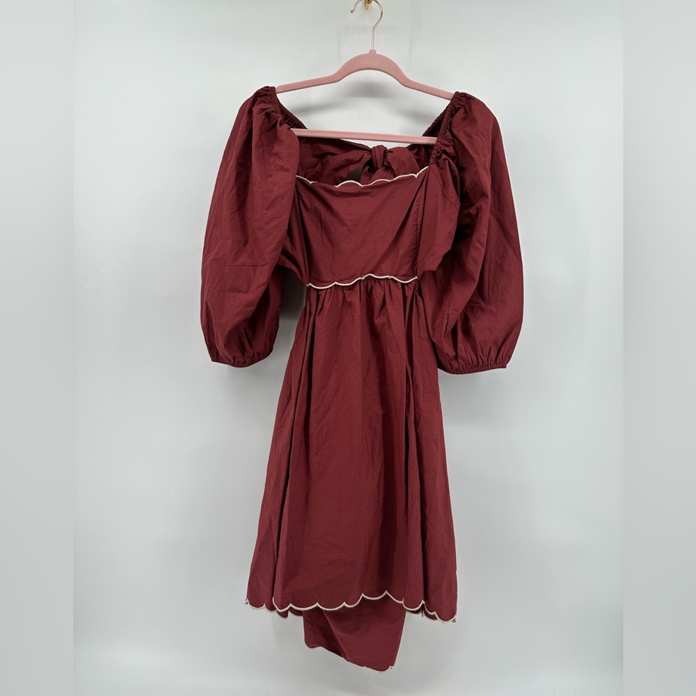 NWT Anthropologie red puffy sleeve dress - Picture 2 of 4